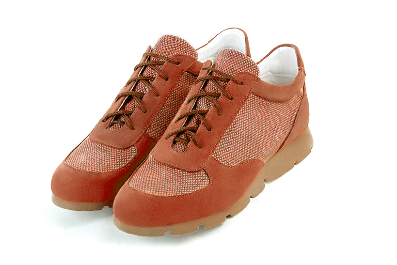 Terracotta orange women's dress sneakers. - Florence KOOIJMAN